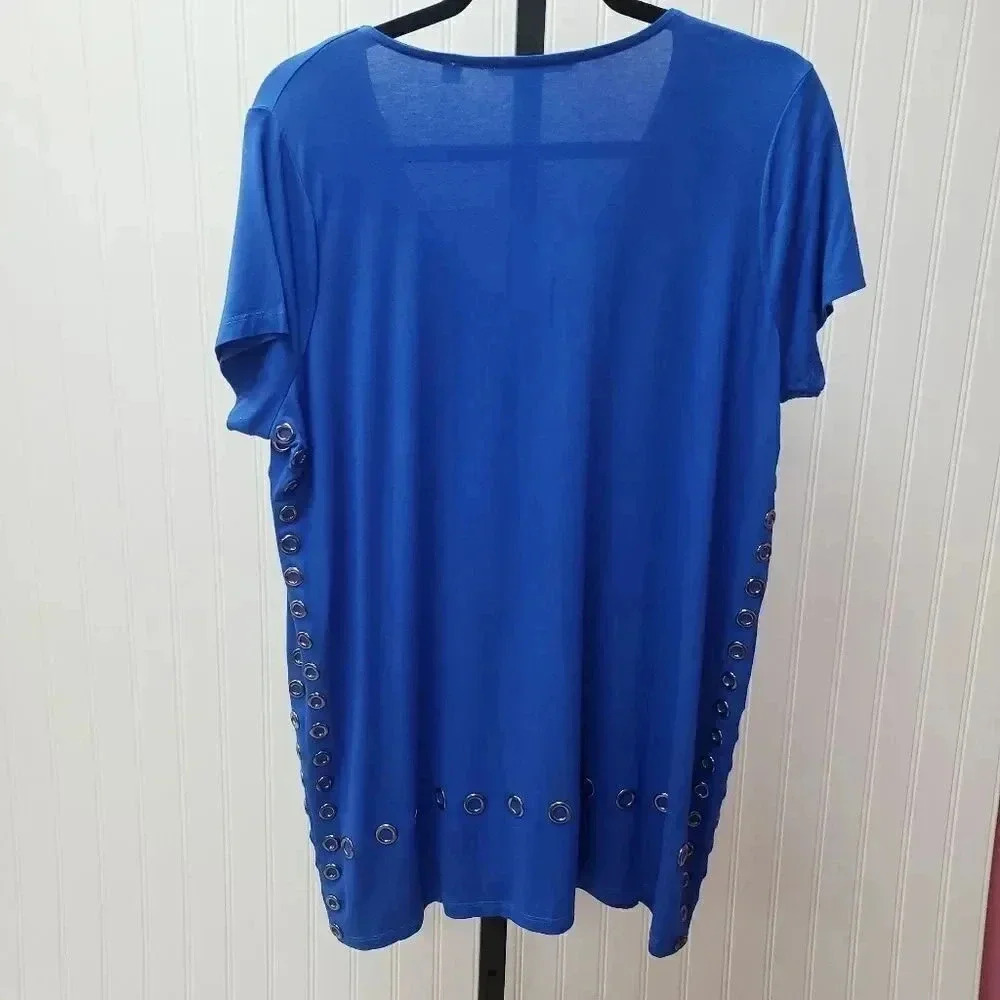 Cyrus Royal Blue Grommet Tunic - Picture 2 of 7